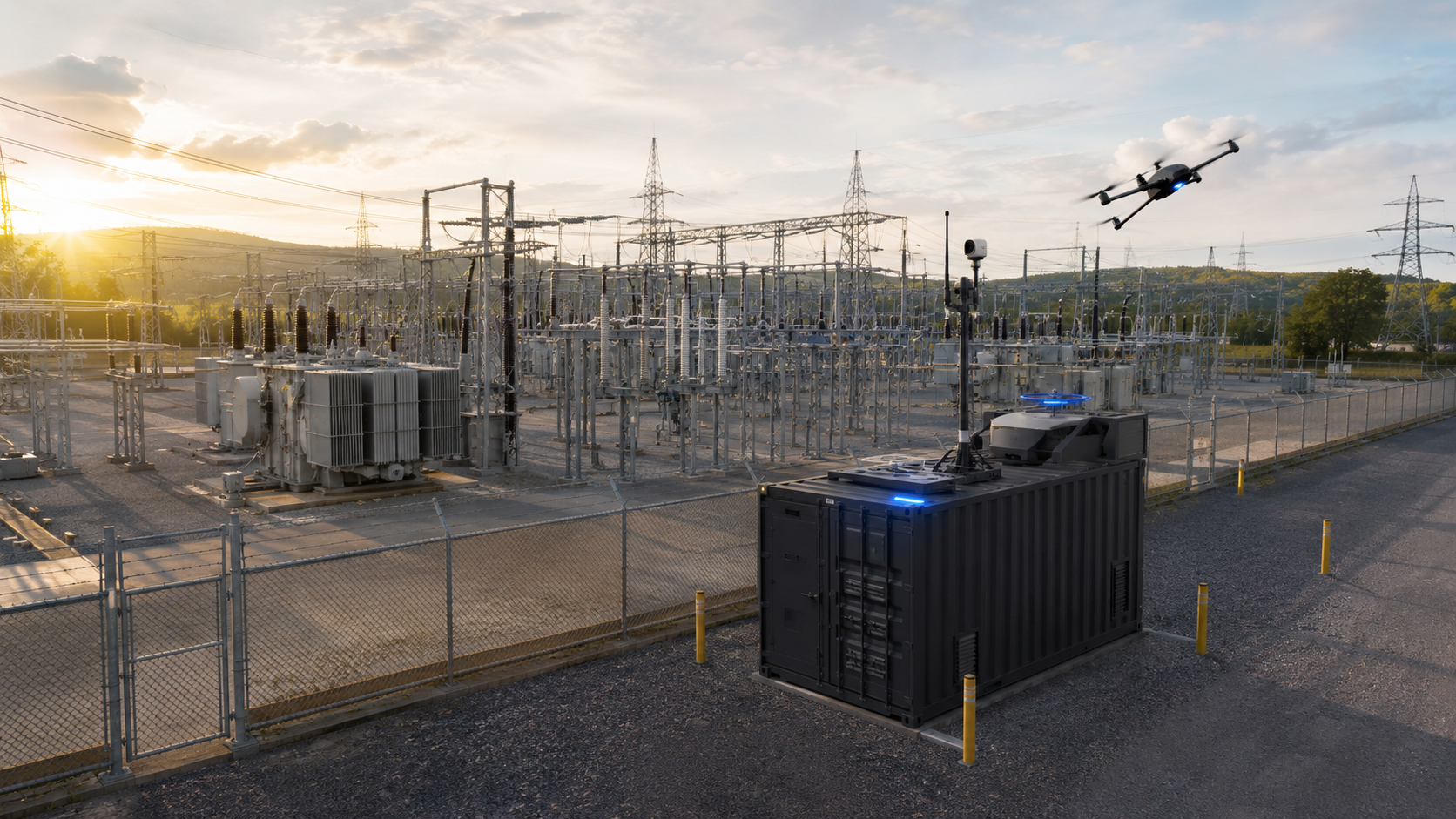 SpaceTime autonomous response station — Substations deployment render